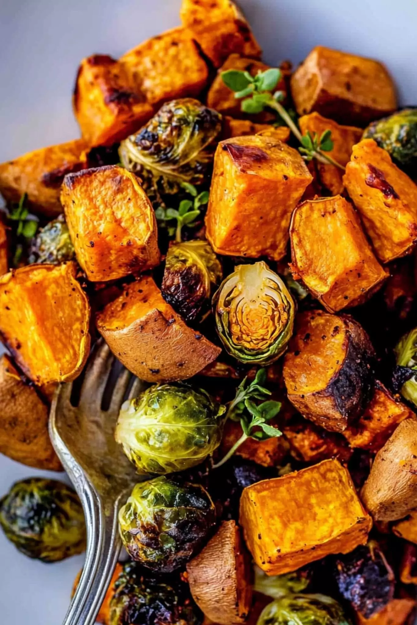 Roasted Sweet Potatoes And Brussel Sprouts