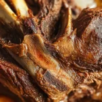 Tender venison neck roast close-up view