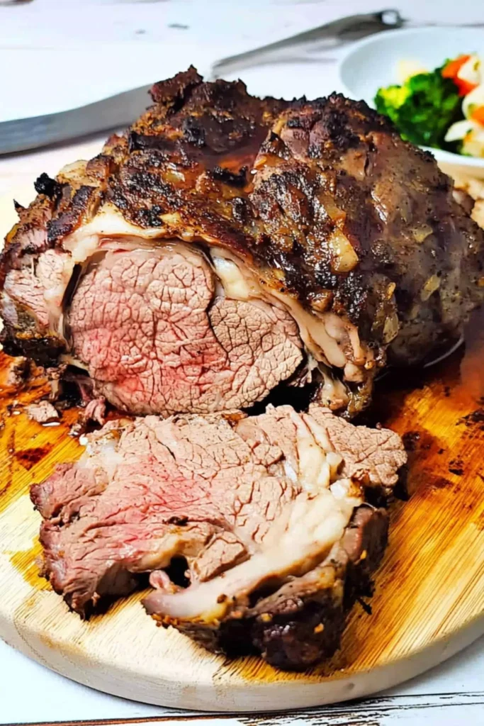 keto beef chuck roast recipe 1 Sliced keto beef chuck roast on a wooden board, cooked medium with a crispy seasoned crust