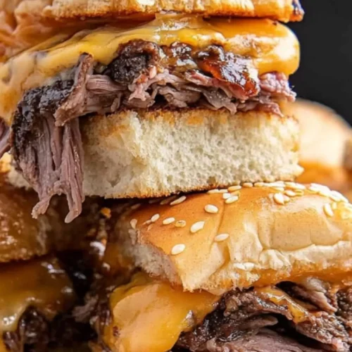 Stacked roast beef cheese sliders