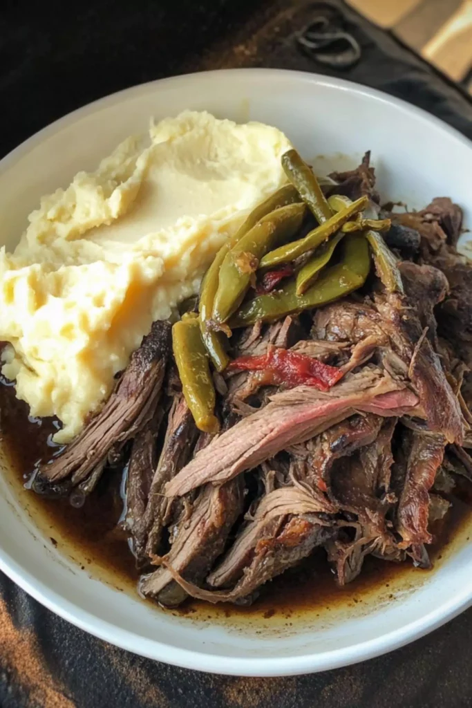Dutch Oven Mississippi Pot Roast 2 Shredded Mississippi pot roast with mash