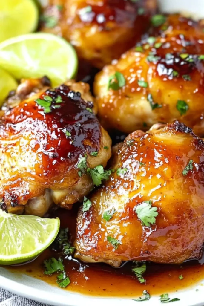 Hot honey roast chicken thighs with lime
