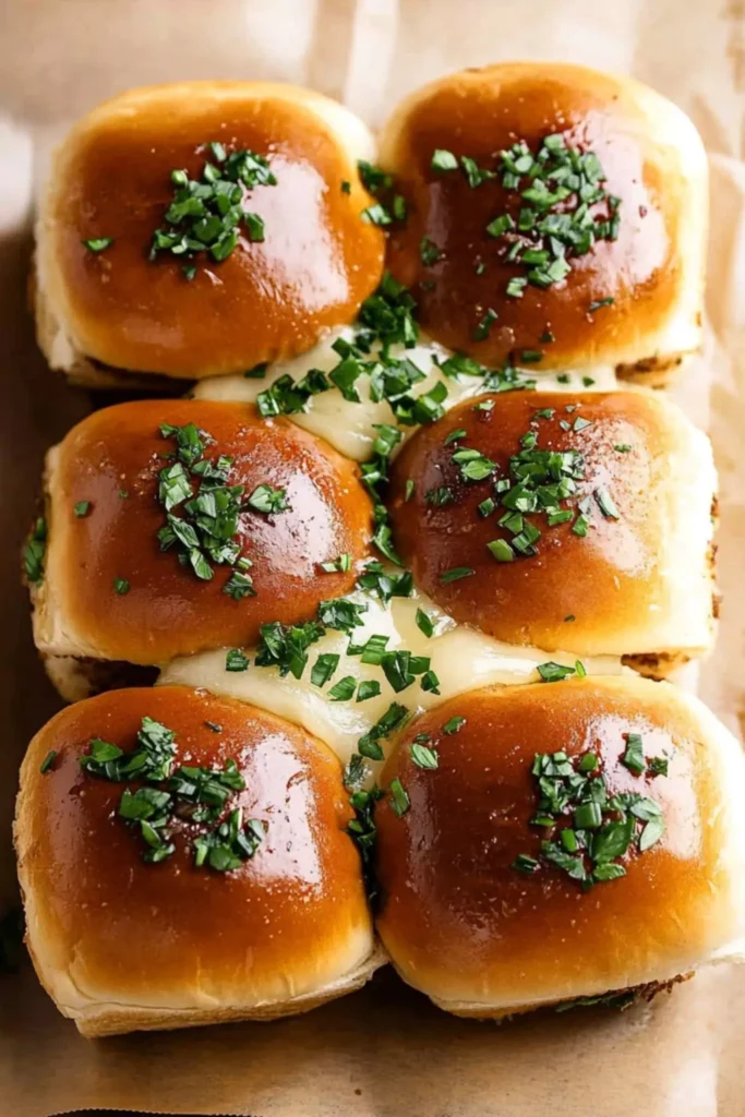 Golden beef roast sliders with parsley