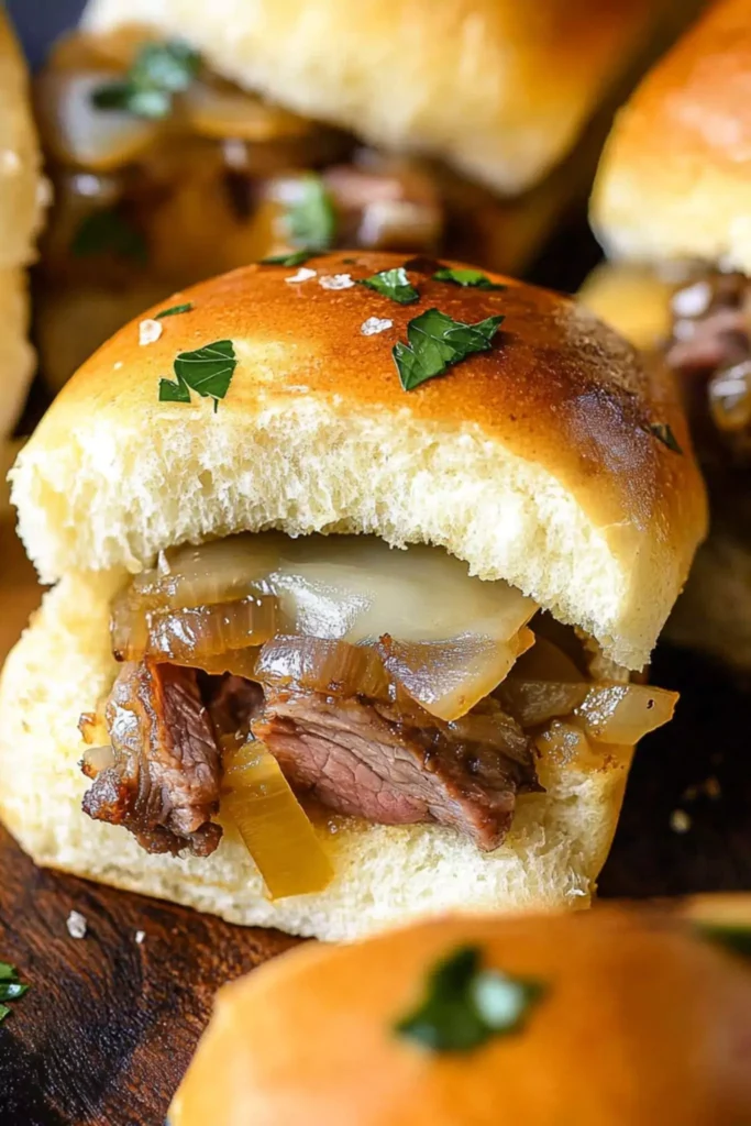 Beef roast slider with onions and cheese