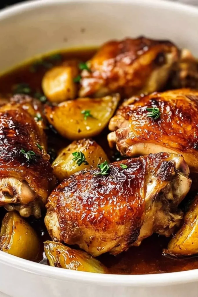 Roasted frozen chicken thighs with potatoes