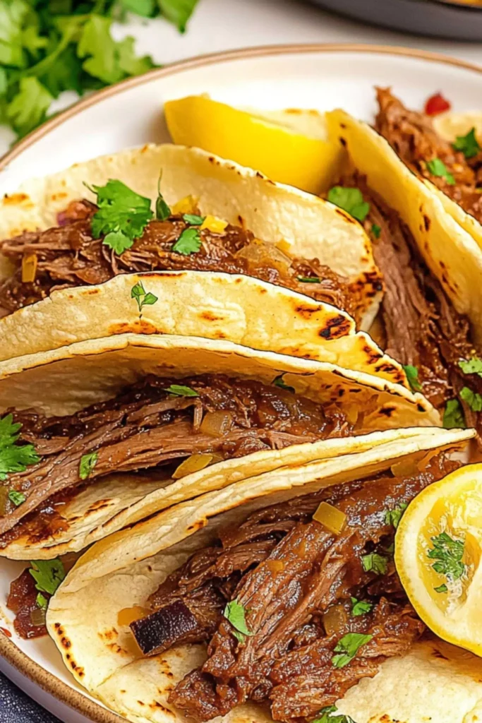 Mississippi pot roast tacos with lemon