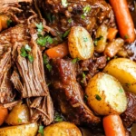 Mississippi pot roast with potatoes and carrots