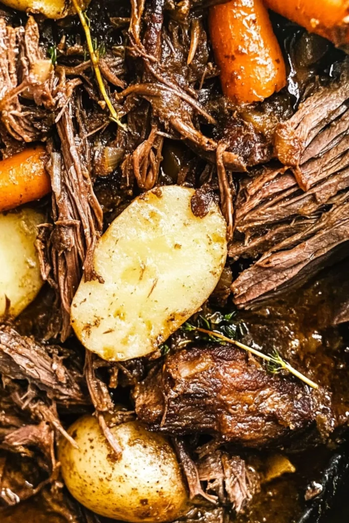 Easy Mississippi Pot Roast With Potatoes And Carrots 2 Close-up of Mississippi pot roast plate