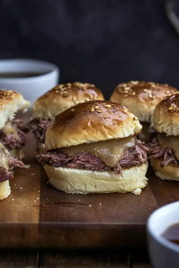 Roast beef sliders with melted cheese