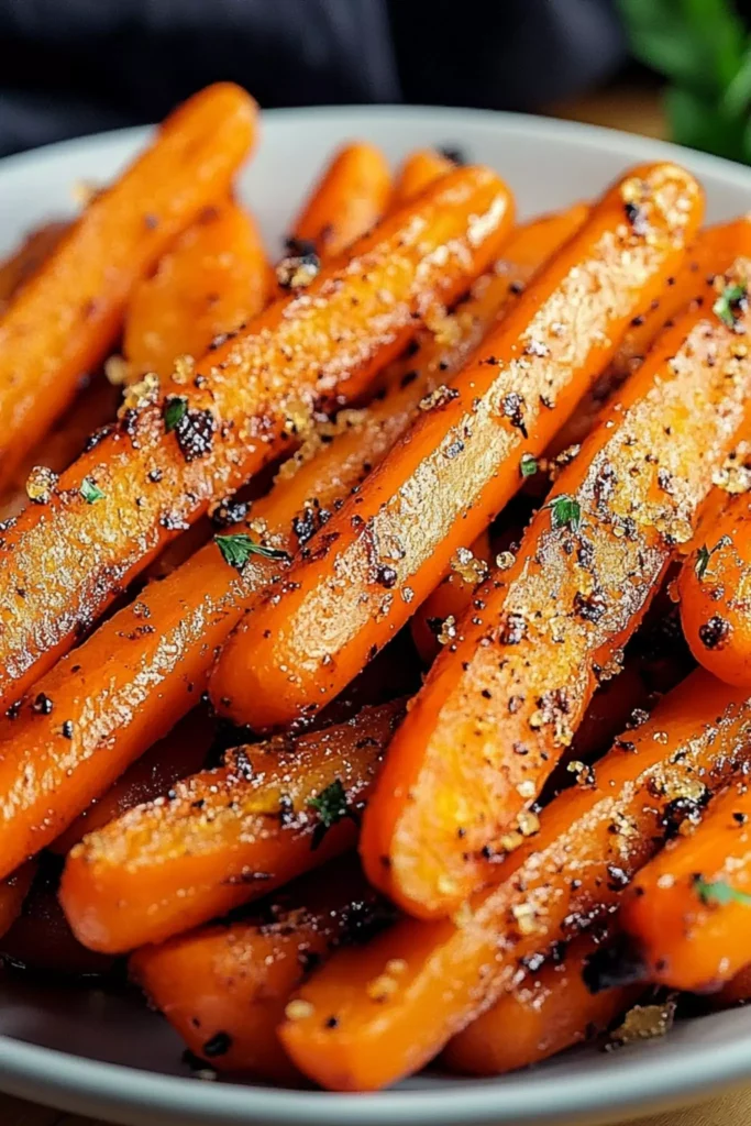 Easy Roasted Brown Sugar Carrots 3 Close-up roasted brown sugar carrots