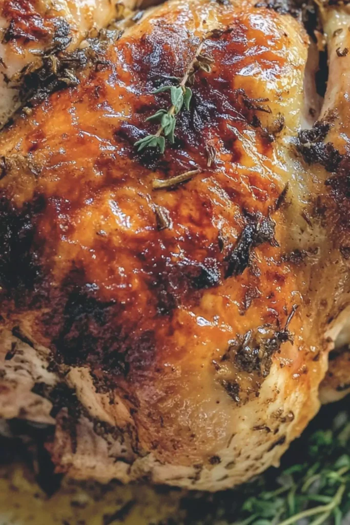 Roasted Garlic Chicken 2 Crispy roasted garlic chicken close-up