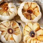 Roasted garlic cloves golden and soft