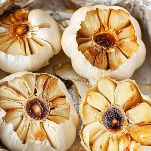 Easy Roasted Garlic Recipe 4 Roasted garlic cloves golden and soft