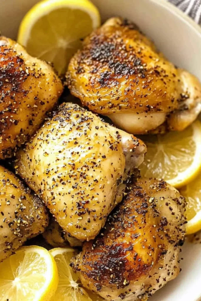 Lemon Pepper Roasted Chicken Thighs 3 Lemon pepper roasted chicken with lemon slices