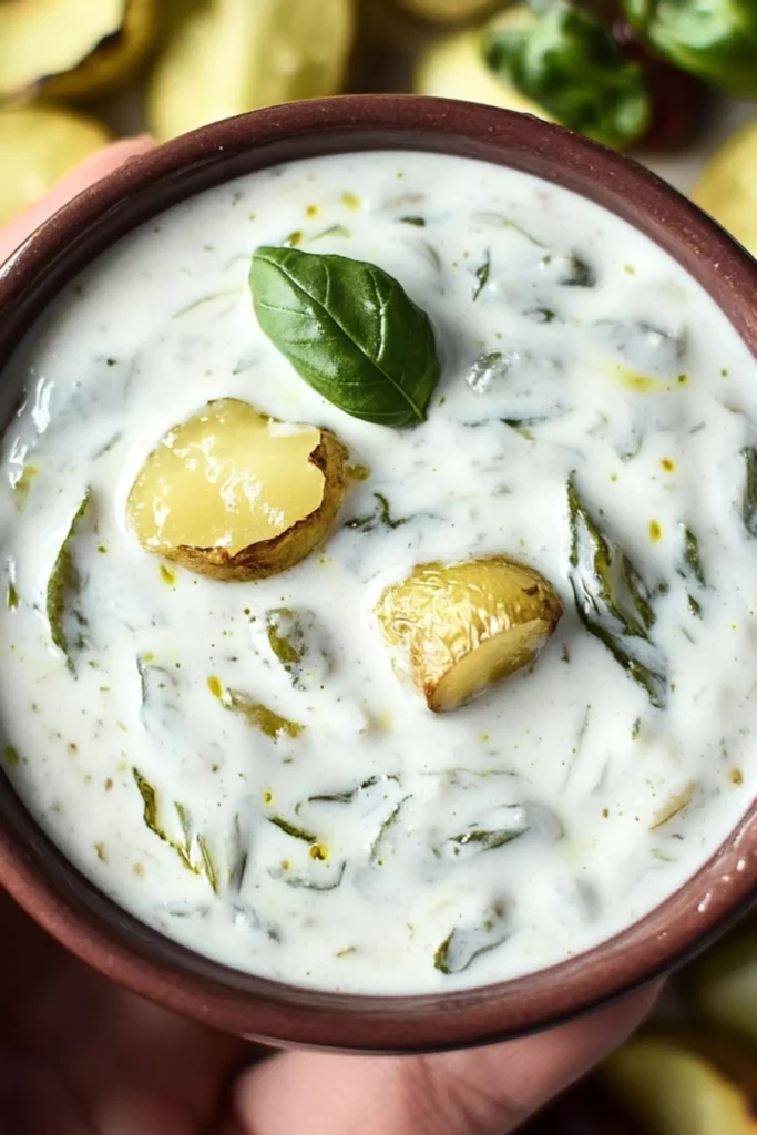 Yogurt sauce for roasted potatoes and broccoli